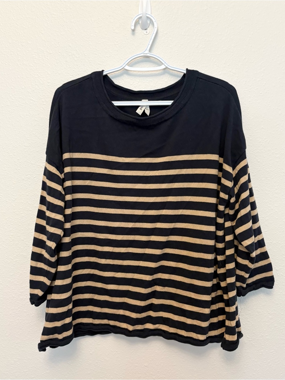 Pact Organic Cotton Striped Crew Neck Knit Pullover Sweater Womens Size XL